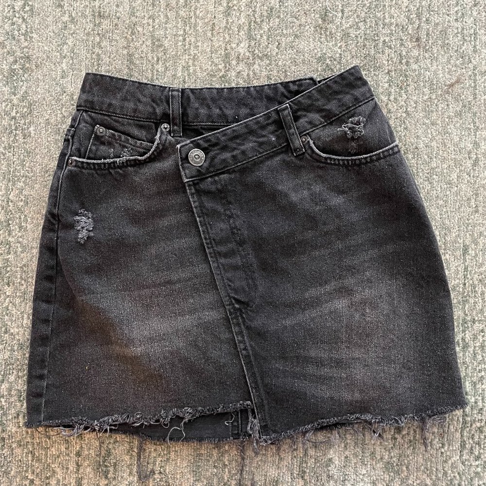 BDG black asymmetrical jean skirt